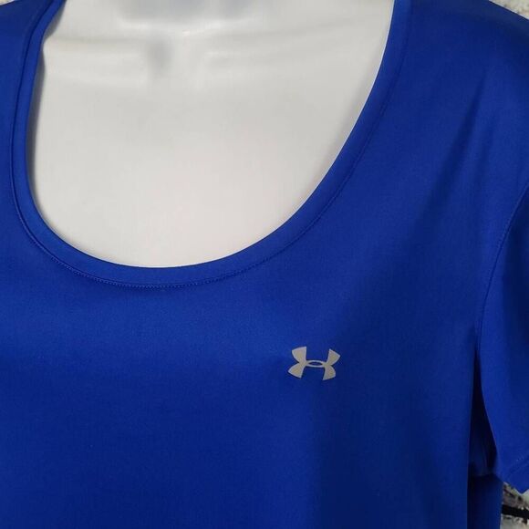 Under Armour HeatGear Women's Large Blue Semi-Fitted Performance Tee Athletic T- - Picture 2 of 7